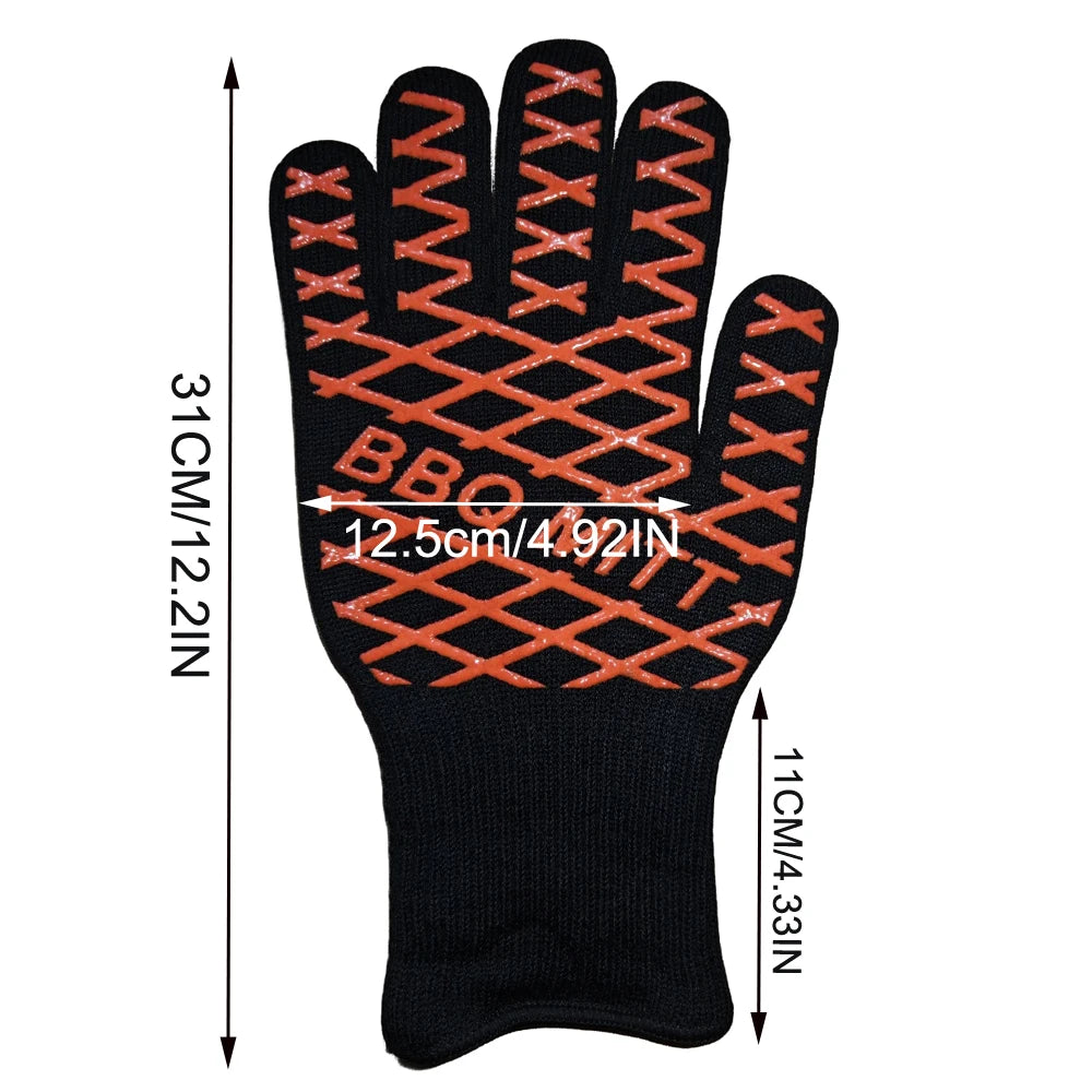 BBQ Gloves, 1472°F Extreme Heat Resistant Oven Gloves, Grilling Gloves with Durable Fireproof Kitchen Oven Mitts Designed for C
