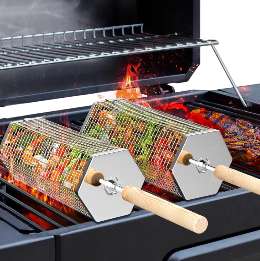 Volcetti Rolling Grill Basket — No More Food Falling Through the Grates